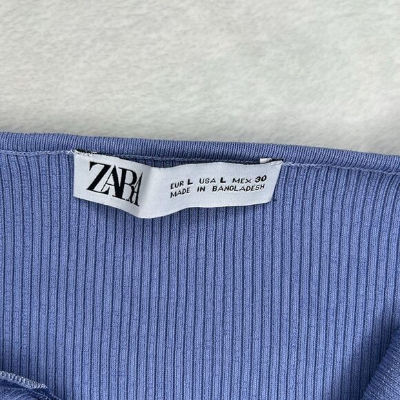 Zara Blue Ribbed Knit Body Suit - Picture 7 of 8